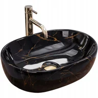 Umywalki - Rea Umywalka nablatowa Rea Amelia Black Marble shiny - miniaturka - grafika 1