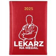 Planery - Kalendarz Czerwony A5 2025 LEKARZ NA MEDAL Terminarz Planer Notes Wzory - miniaturka - grafika 1