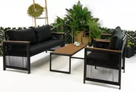 Meble ogrodowe - MODUŁOWY ZESTAW MEBLI OGRODOWYCH STÓŁ FOTEL DO OGRODU TARASU CUBA CZARNY - miniaturka - grafika 1