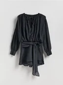 Sukienki - Reserved - Sukienka mini z lyocellem - czarny - miniaturka - grafika 1