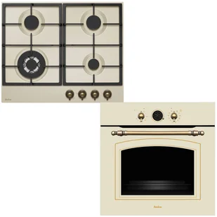 Zestaw AGD do zabudowy Amica Retro Płyta Gazowa PGA 6101APCI RETRO + Piekarnik ED17319W RETRO Beżowy - Zestawy AGD - miniaturka - grafika 1