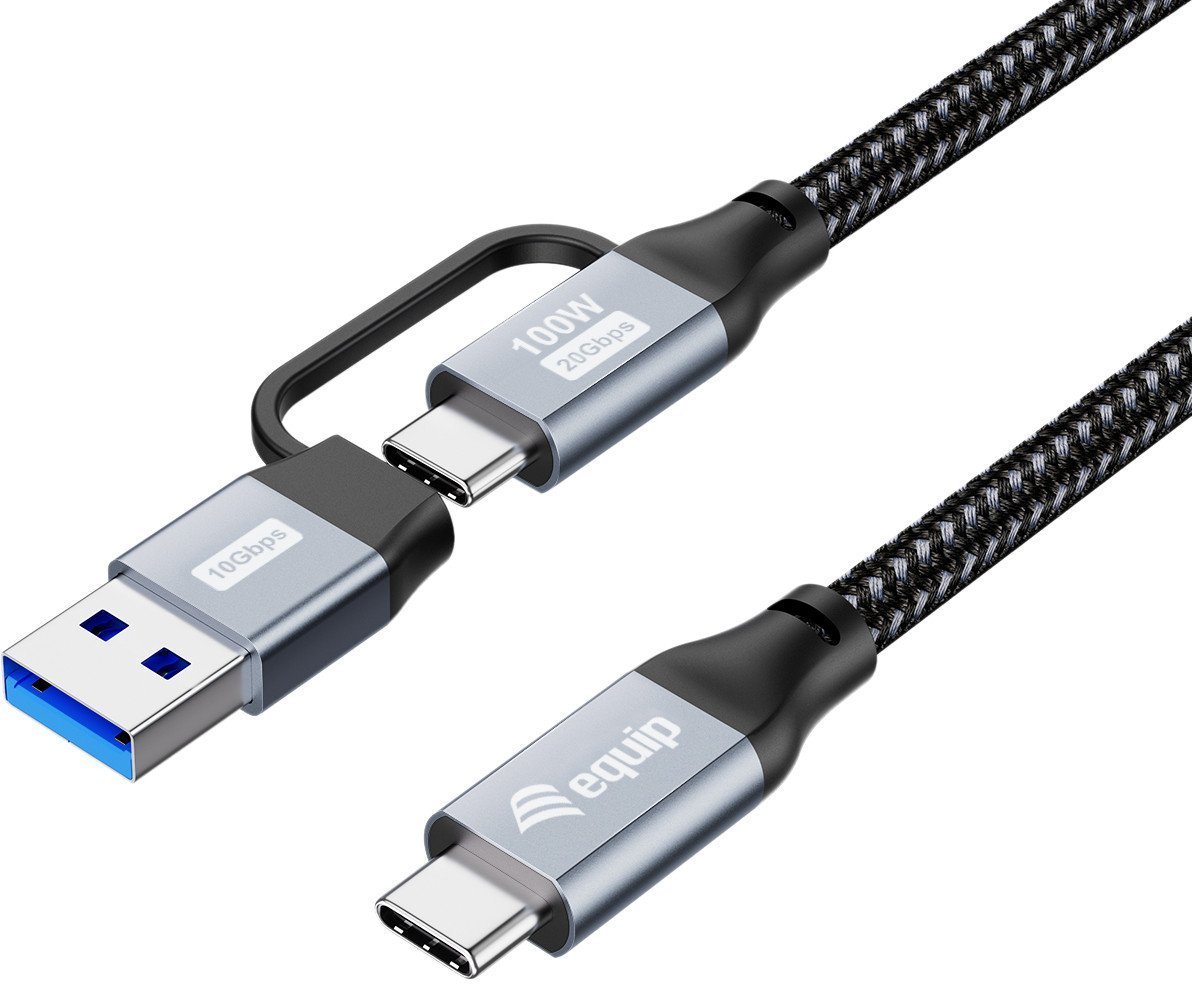 Equip Kabel USB-C 3.2 -> C/A St/St 1.00m 20Gbps schwarz 128431
