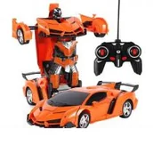 Zabawki zdalnie sterowane - Auto Robot Transformers 2w1 Pilot R/C pomarańczowy Leantoys - miniaturka - grafika 1