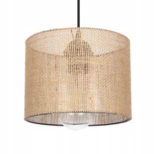 Lampa wisząca sufitowa na lince fi 20cm Boho len - Lampy sufitowe - miniaturka - grafika 1