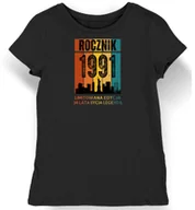 Koszulki i topy damskie - Koszulka damska czarna 1991 urodziny 34 lat prezent L - miniaturka - grafika 1