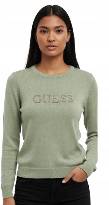 GUESS SWETER DAMSKI Z DŁUGIM RĘKAWEM Z CYRKONIAMI M 2G_A