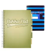 Zeszyty szkolne - Zestaw kołozeszyt w kratkę A4 100k z przekładkami oliwkowy Pukka Pads + Zeszyt Flex Pad B5 niebieski - miniaturka - grafika 1