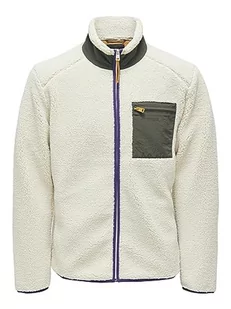 Only & Sons Onsdallas Otw Vd-Męska kurtka polarowa, Srebrna podszewka/szczegół: jasnozielony/fioletowy indygo, XL - Kurtki męskie - miniaturka - grafika 1
