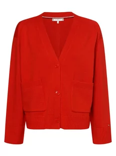 Tommy Hilfiger - Kardigan damski, czerwony - Swetry damskie - miniaturka - grafika 1