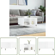 Ławy i stoliki kawowe - The Living Store stolik kawowy biały wysoki połysk 60x50x36,5 cm materiał drewnopochodny - miniaturka - grafika 1