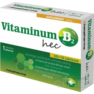 Hecpharma Vitaminum B2 HEC x 50 + 10 tabl powlekanych - Produkty na nieświeży oddech - miniaturka - grafika 1