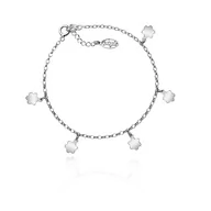 Bransoletki - Bransoletka na nogę kwiatuszki srebrna rodowana - miniaturka - grafika 1