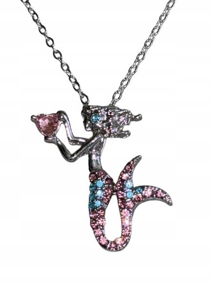 Naszyjnik Łańcuszek Syrenka z Diamencikami Kryształkami Y2K Syrena Prezent
