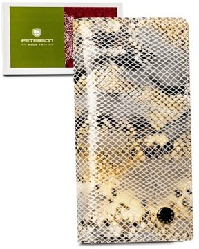 Portfel damski skórzany Rfid Peterson pojemny ze skóry naturalnej wzór węża