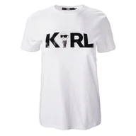 Koszulki i topy damskie - Damska Koszulka z krótkim rękawem KARL LAGERFELD IKONIK 2.0 KARL LOGO T-SHIRT 230W1706-100 – Biały - miniaturka - grafika 1