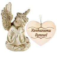 Lampiony i znicze - ZNICZ ANIOŁ STRÓŻ SOLARNY świecąca korona do ogrodu lub grób SYNA 16 CM - miniaturka - grafika 1