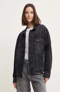 Pepe Jeans kurtka jeansowa BOYFRIEND JACKET damska kolor czarny przejściowa oversize PL402390XH7 - Kurtki damskie - miniaturka - grafika 1