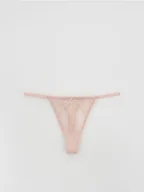 Majtki damskie - Reserved - Koronkowe majtki typu stringi - pastelowy róż - miniaturka - grafika 1