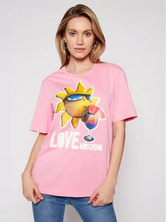 Koszulki i topy damskie - Love Moschino T-Shirt W4F8739M 3876 Różowy Regular Fit - grafika 1