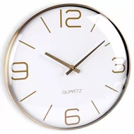 Zegary - Zegar ścienny złoty biały 30 cm kod: O-569610-B - miniaturka - grafika 1