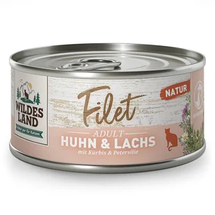 Wildes Land Cat Huhn Lachs Filet - filety z kurczaka i łososia 80 g - karma dla zwierząt - Mokra karma dla kotów - miniaturka - grafika 1