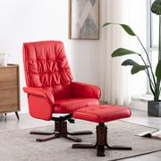 Fotele - vidaXL Rozkładany fotel z podnóżkiem, czerwony, sztuczna skóra - miniaturka - grafika 1