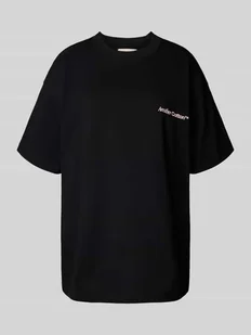 T-shirt o kroju oversized z nadrukiem z logo - Koszulki i topy damskie - miniaturka - grafika 1