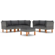 Meble ogrodowe - vidaXL 6-cz. zestaw wypoczynkowy do ogrodu, poduszki, rattan PE, szary 3059716 - miniaturka - grafika 1