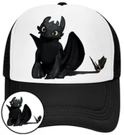 Czapki i chusty sportowe męskie - Czapka z Daszkiem Smok Czarna z Nadrukiem Na Lato Siatka Bejsbolówka - miniaturka - grafika 1