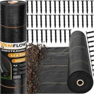 Agrowłókniny - AGROTKANINA AGROWŁÓKNINA 1,1x50m ANTYCHWASTOWA CZARNA 90g UV 3% + 50x KOTWY - miniaturka - grafika 1