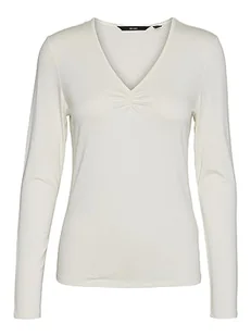 VERO MODA Bluzka damska VMALBERTE LS dekolt w serek Top JRS NOOS, Snow White, XL - Bluzki damskie - miniaturka - grafika 1