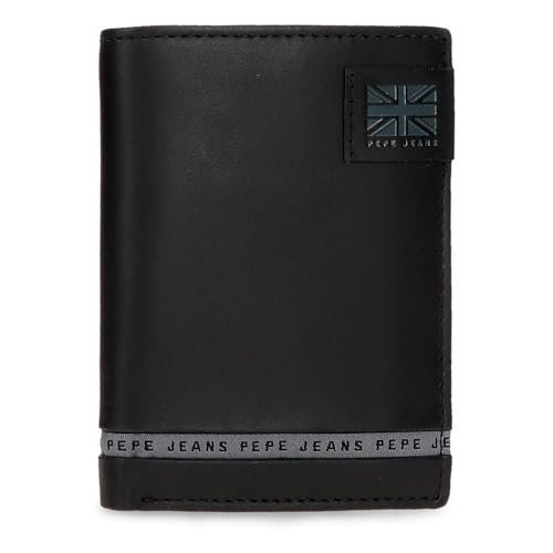 Pepe Jeans Pionowy portfel z portmonetką czarny 8,5x11,5x1 cm Skóra by Joumma Bags, Czarny (Black), Talla única, Pionowy portfel z portfelem