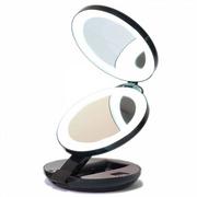 Lusterka do makijażu - UNIQ Kompaktowe Podwójne Lusterko Kosmetyczne LED do Podróży Czarne UNIQ LED Compact Podwójne lusterko kosmetyczne podróżne Czarny - miniaturka - grafika 1