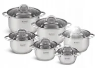 Zestawy garnków i patelni - KOMPLET GARNKÓW NA INDUKCJĘ GAZ ZE STALI NIERDZEWNEJ ZESTAW 12 ELE EDENBERG - miniaturka - grafika 1