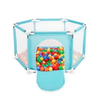 Maty edukacyjne - Selonis Sześciokąt składany KS-100X z piłeczkami 6cm miętowy: żółty-zielony-niebieski-czerwony-pomarańcz 63x64/200piłek - miniaturka - grafika 1