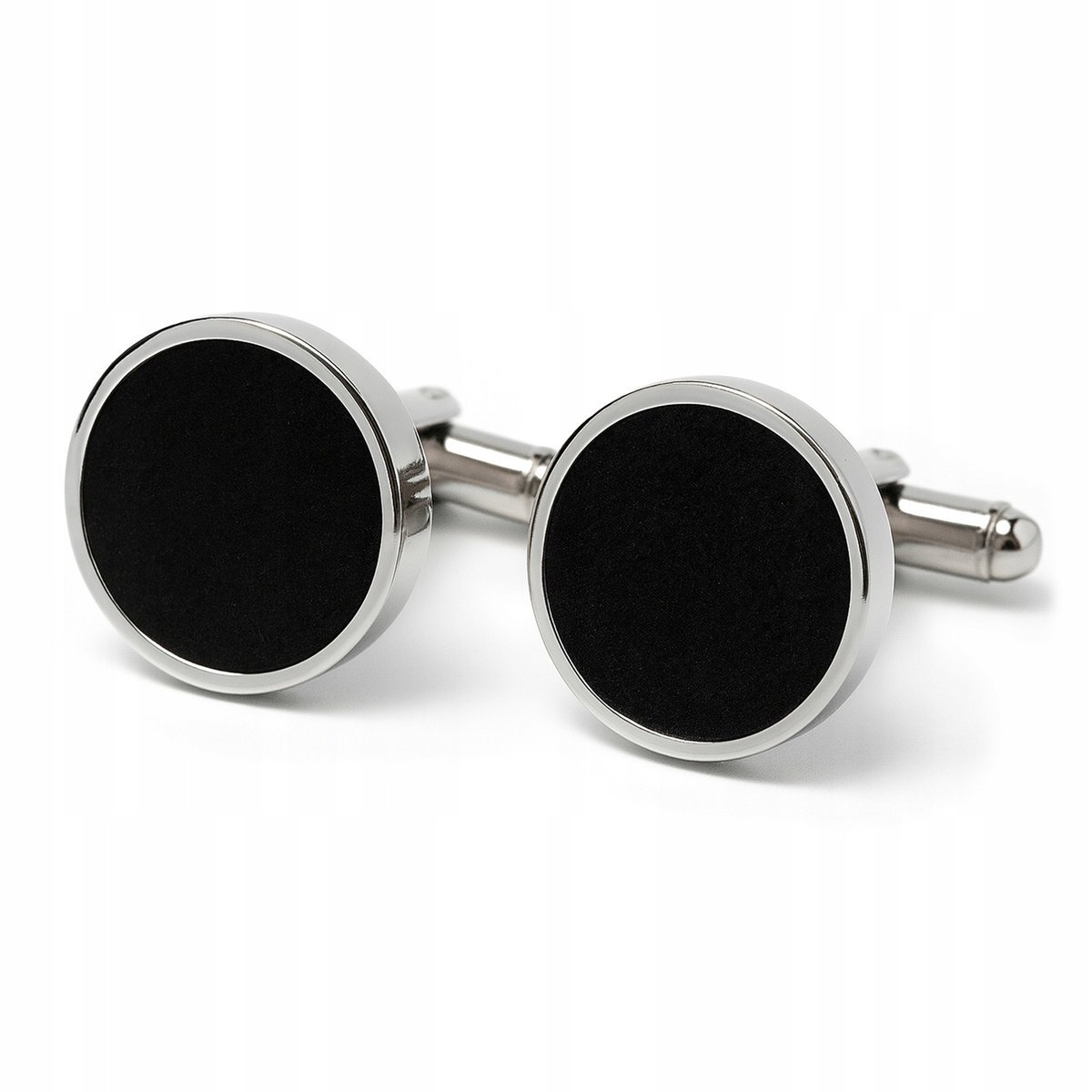 Spinki do mankietów okrągłe - czarne