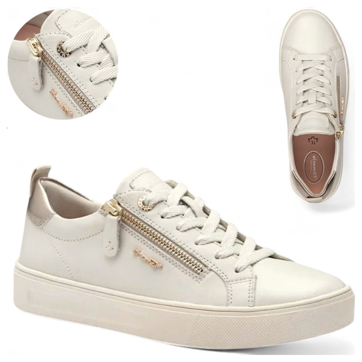 Sneakersy Damskie SKÓRZANE Tamaris Półbuty Wygodne Wiosenne Sznurowane 39