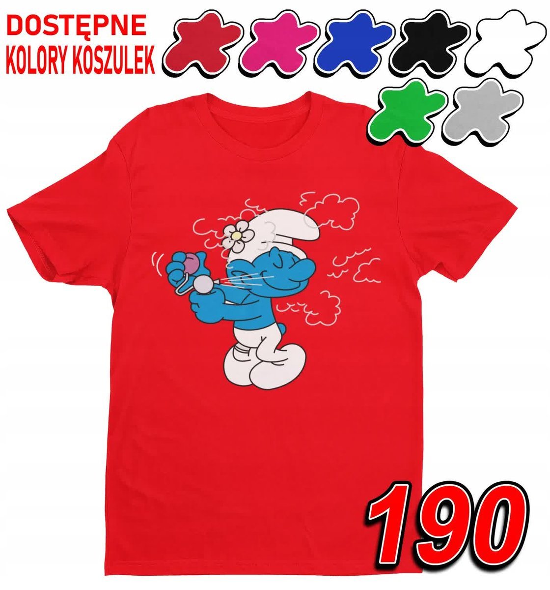 Dziecięca Koszulka T-Shirt Z Nadrukiem Duży Wybór Laluś Smerf - L 146-152