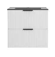 Szafki łazienkowe - BIAŁA Szafka łazienkowa z UMYWALKĄ 60 cm RYFLOWANE FRONTY SZUFLAD - miniaturka - grafika 1