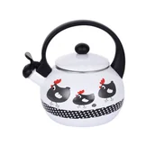 Czajniki na gaz - Czajnik imbryk emaliowany z gwizdkiem automat 2L - miniaturka - grafika 1