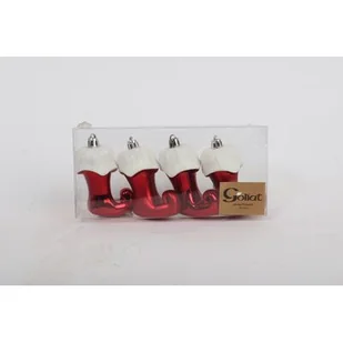 Bombka plastikowa skarpeta 8 cm 4 sztuki czerwony - Bombki - miniaturka - grafika 1