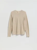 Swetry męskie - Reserved - Sweter z wełny merino - beżowy - miniaturka - grafika 1