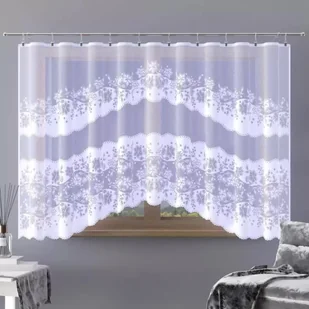 Firanka gotowa żakardowa Ebenoida A142 300x150 cm biała - 150 cm 300 cm - Firany - miniaturka - grafika 1