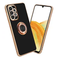 Etui i futerały do telefonów - Pokrowiec Do Samsung Galaxy A52 (4G / 5G) / A52s Etui w Glossy Czarny - Złoto magnetycznym Obudowa Case Cover Ochronny Cadorabo - miniaturka - grafika 1