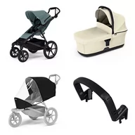Wózki dziecięce - Wózek miejski Thule Urban Glide 4-wheel Mid blue + Bassinet Soft beige SET 4in1 - miniaturka - grafika 1