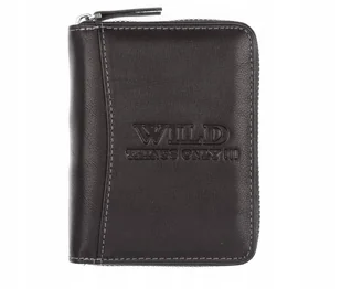 WILD skórzany porfel na suwak unisex 708 czarny ochrona RFID - Portfele - miniaturka - grafika 1