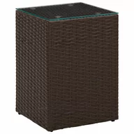 Ławy i stoliki kawowe - vidaXL vidaXL Stolik ze szklanym blatem brązowy 35x35x52 cm polirattan - miniaturka - grafika 1
