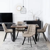 Krzesła - Krzesło Tapicerowane do Salonu RICK 2 Beżowe Nowoczesne Loft - miniaturka - grafika 1