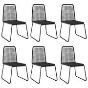 Fotele i krzesła ogrodowe - Krzesła ogrodowe, 6 szt., polirattan, czarne - miniaturka - grafika 1