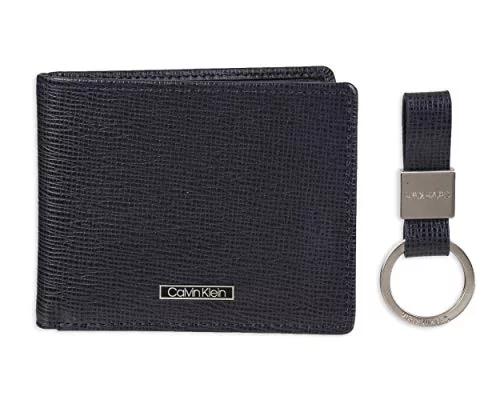 Calvin Klein Męski skórzany portfel blokujący RFID, granatowy, jeden rozmiar